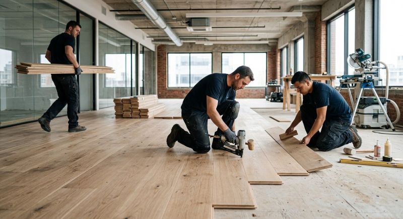 Our team working on Wood Floor Service projects in Aurora, CO
