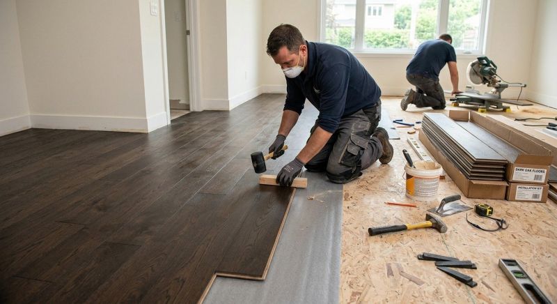Dark Wood Floor Installation in Aurora, CO