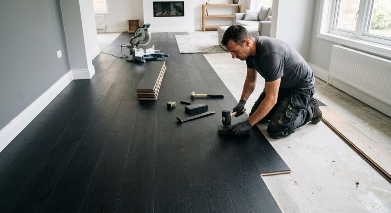 Dark Wood Floor Installation in Aurora, CO